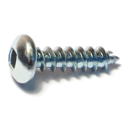 Sheet Metal Screw, #10 X 3/4 In, Zinc Plated Steel Pan Head Square Drive, 100 PK